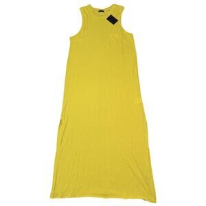 ATM Anthony Thomas Melillo Pocket Midi Tank Dress Pima Cotton Yellow Medium
